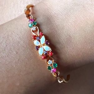 South Asian Gold & Multicolored Stone Bracelet